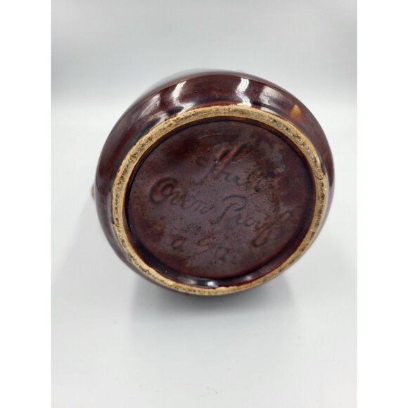 Vintage Hull USA Oven Proof Brown Drip Glaze Pottery Pitcher Jug W Handle & Pour - Picture 7 of 7